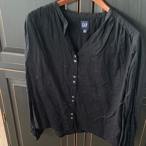 GAP Women's Black Blouse with Button Detail
